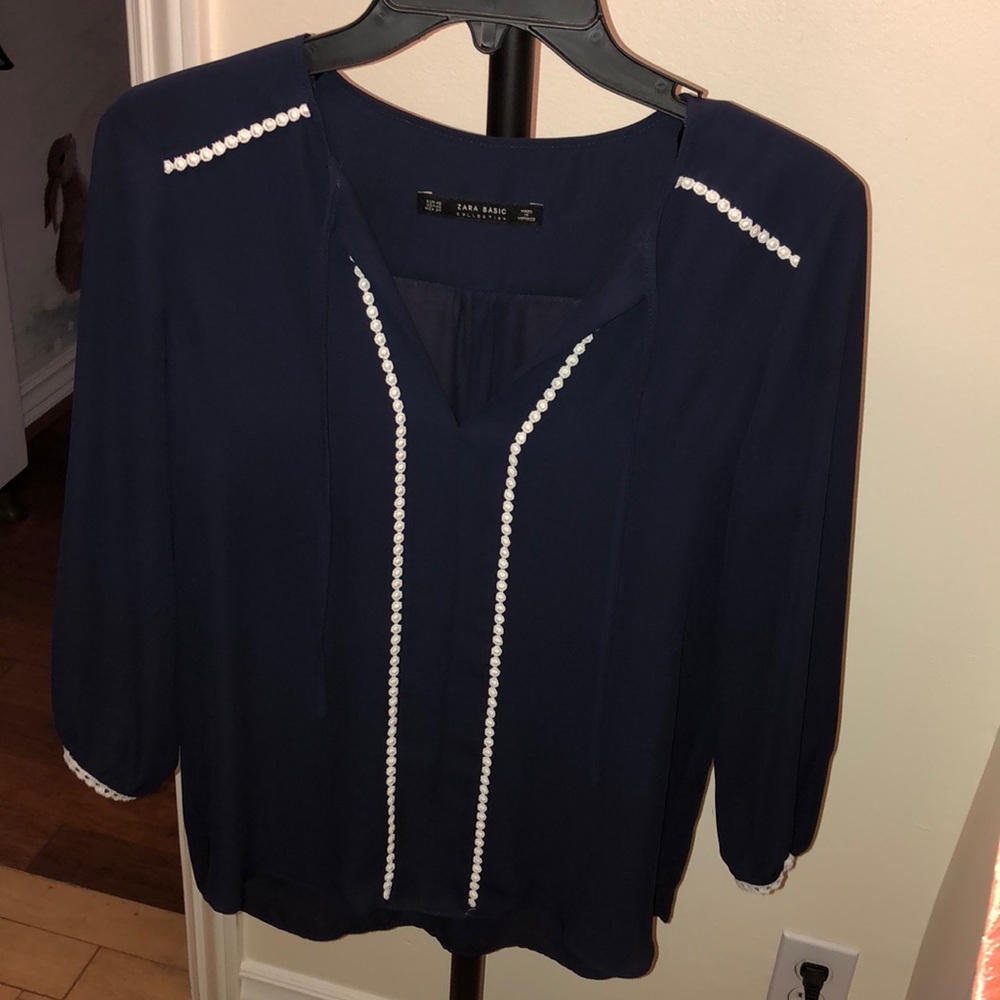 Zara Basic Navy Blue Top - image 1